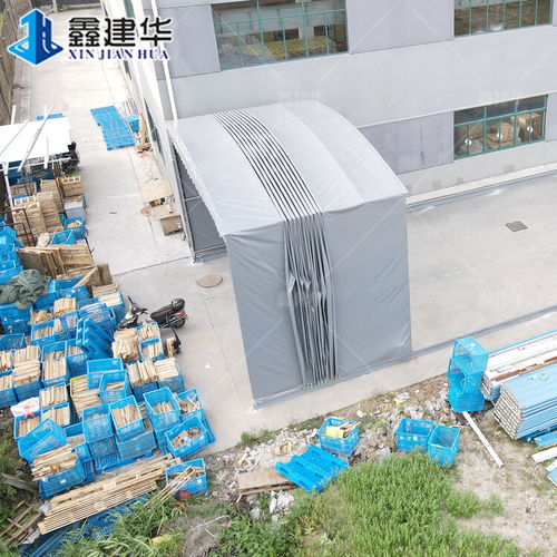 广州花都移动式伸缩帐篷,大型电动帆布雨棚,物流仓库活动篷